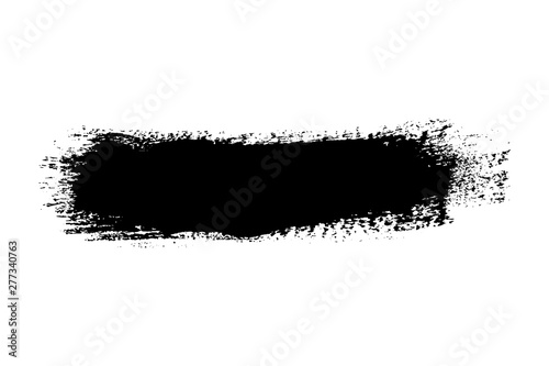 Brush stroke isolated on white background. Black paint brush. Grunge texture stroke line. Art ink dirty design. Border for artistic shape, paintbrush element. Brushstroke graphic. Vector illustration