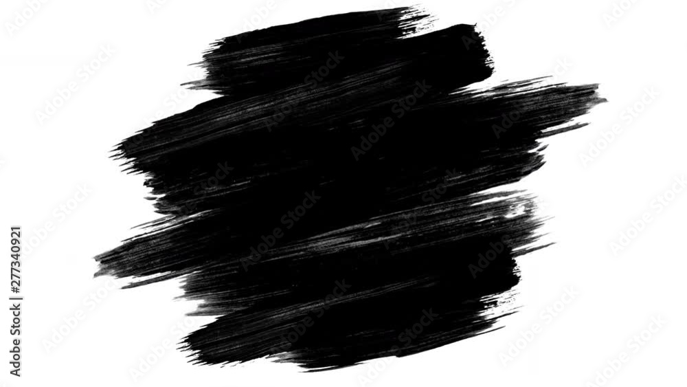 Black stain on white background. Abstract CG animation of paint brush strokes for transition masks. Black stain on white background. Abstract CG animation of paint brush strokes for transition masks.
