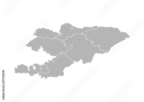 Vector isolated illustration of simplified administrative map of Kyrgyzstan   . Borders of the provinces  regions . Grey silhouettes. White outline