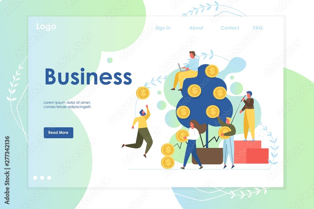 Business vector website landing page design template