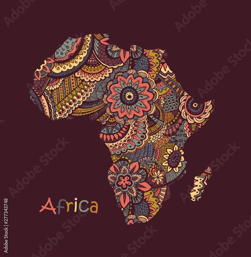 Textured vector map of Africa Fototapet