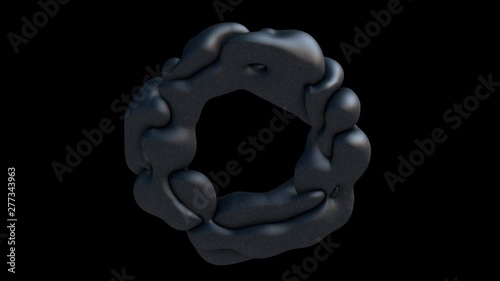 Mysterious morphing geometric object, UFO thing on transparent background. 3d rendering, seamless loop animation, banner, composition element.