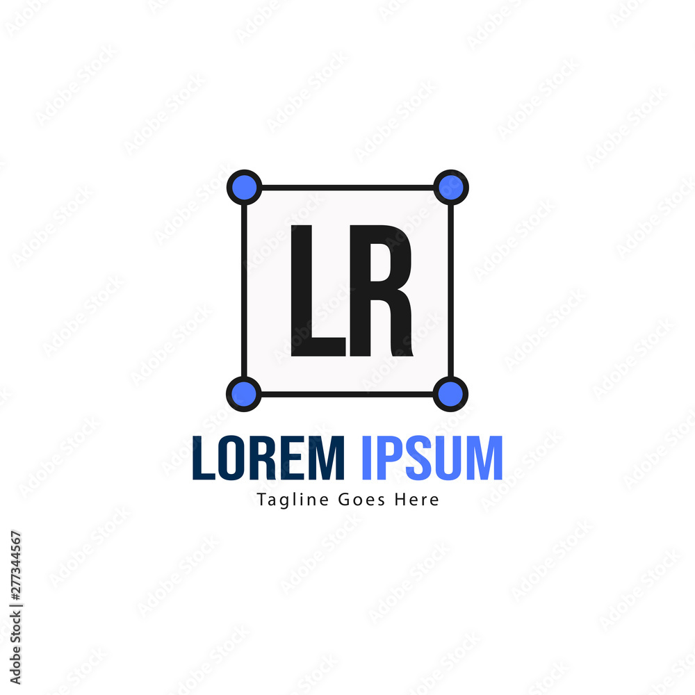 Initial LR logo template with modern frame. Minimalist LR letter logo vector illustration