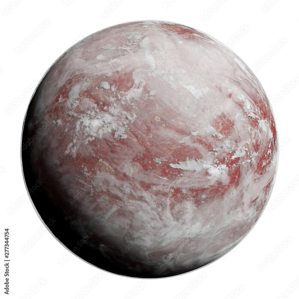 Fototapeta premium alien planet, cloudy desert world, exoplanet isolated on white background