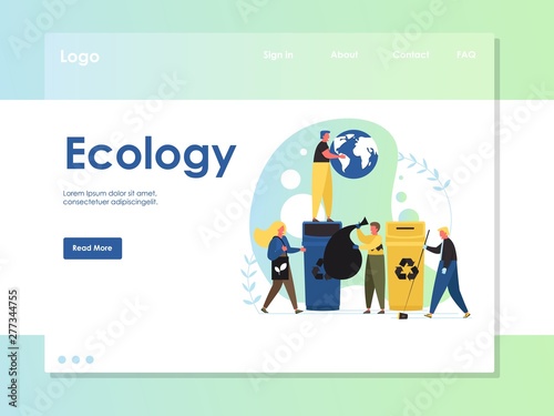 Ecology vector website landing page design template