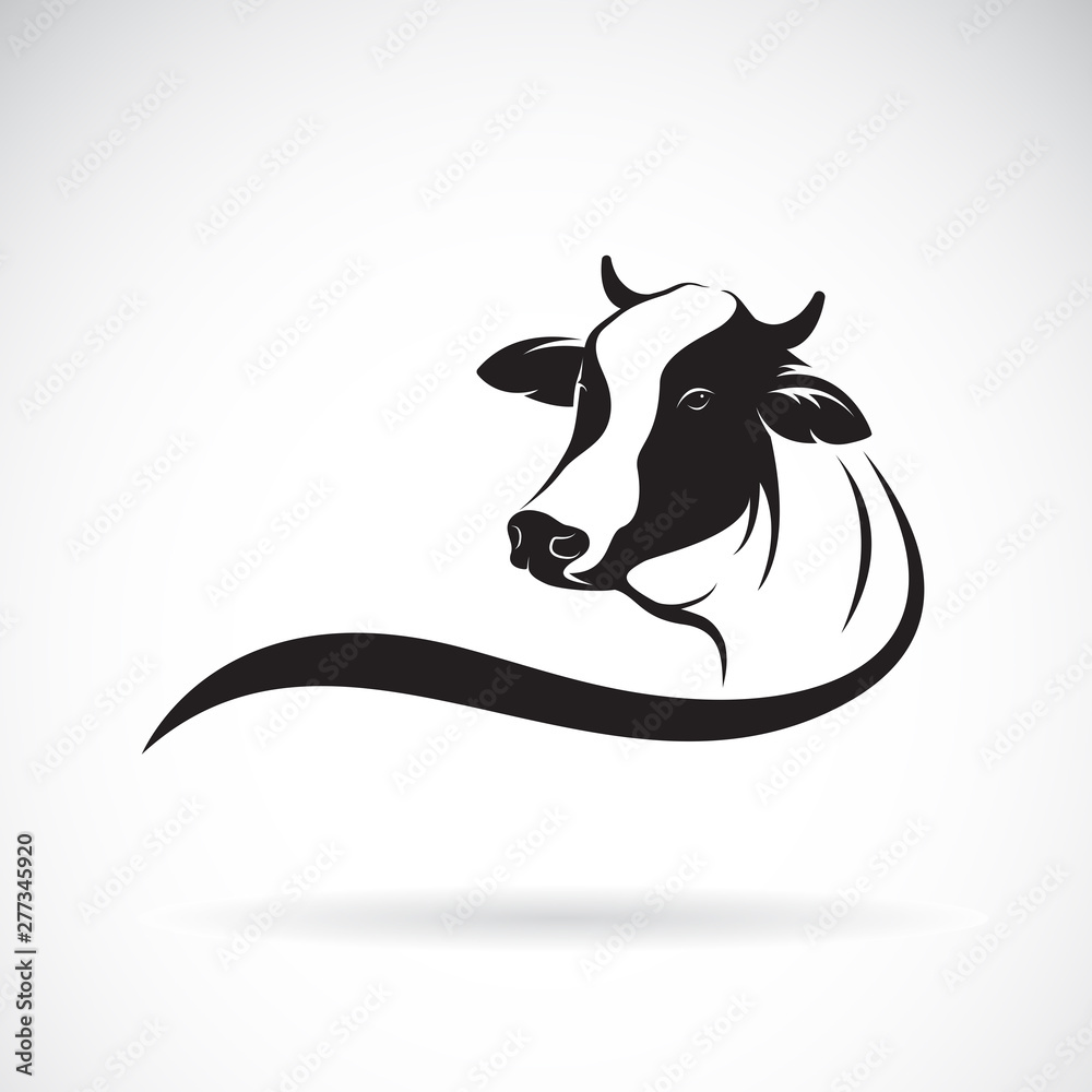 Fototapeta Vector of a cow head design on white background. Cow icon or logo. Farm Animal. Easy editable layered vector illustration.
