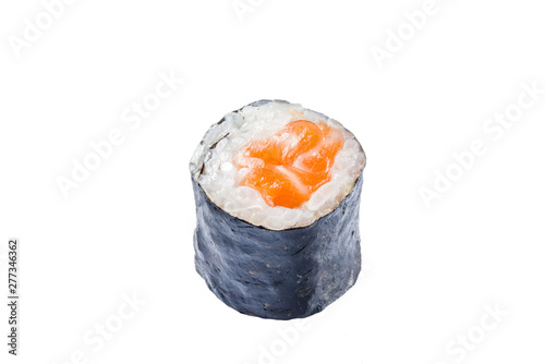 Seamless pattern with sushi. Food abstract background. Flying sushi, sashimi and rolls isolated on the white background. photo