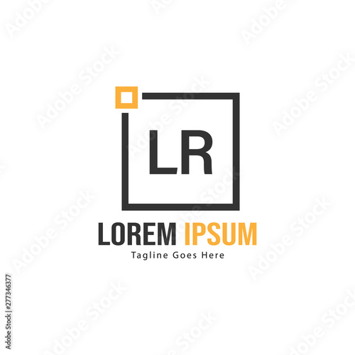 Initial LR logo template with modern frame. Minimalist LR letter logo vector illustration