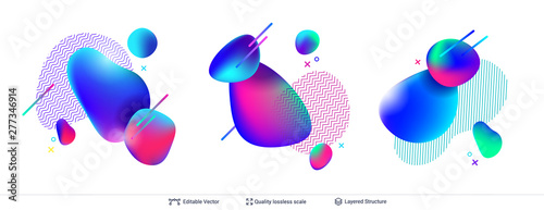Compositions of organic flowing liquid shapes.