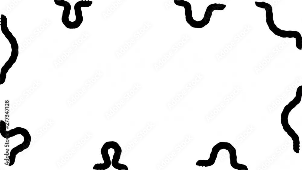 A lot of black silhouettes of caterpillars crawling around the edge of the screen. Seamless loop 3D animation on white background. A lot of black silhouettes of caterpillars crawling around the edge of the screen. Seamless loop 3D animation on white background.