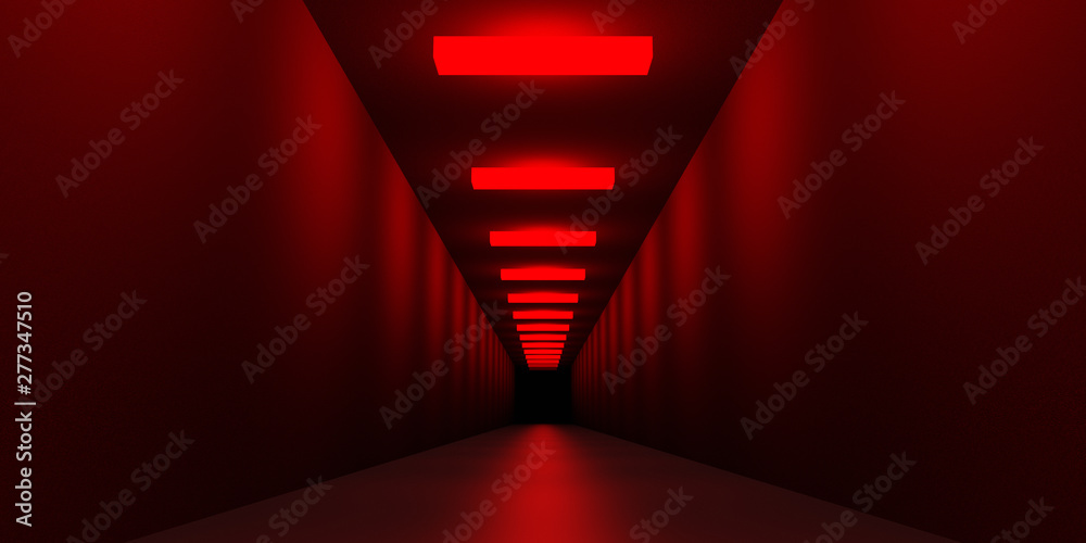 Naklejka premium dark horror endless corridor nightmare scene 3d illustration