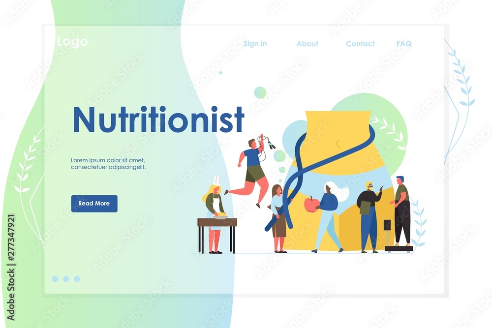 Nutritionist vector website landing page design template