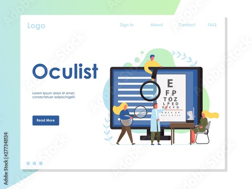 Oculist vector website landing page design template