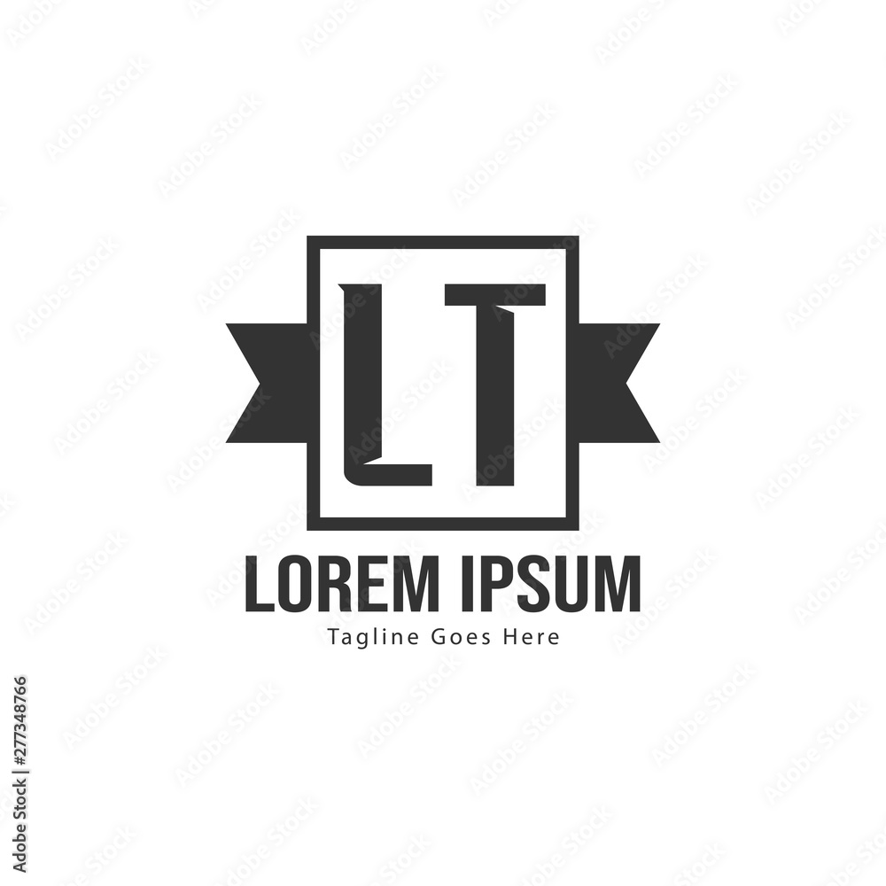 Initial LT logo template with modern frame. Minimalist LT letter logo vector illustration