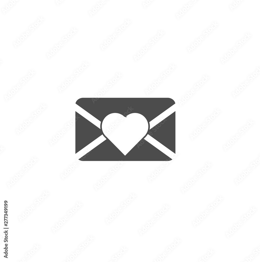 Vector icon new message - flat design closed envelope with heart isolated. Romantic recognition for Valentine's Day. Vector icon new message - flat design closed envelope with heart isolated. Romantic recognition for Valentine's Day.