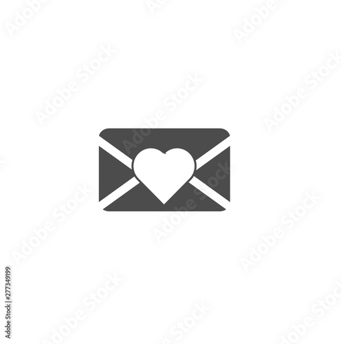 Vector icon new message - flat design closed envelope with heart isolated. Ro...