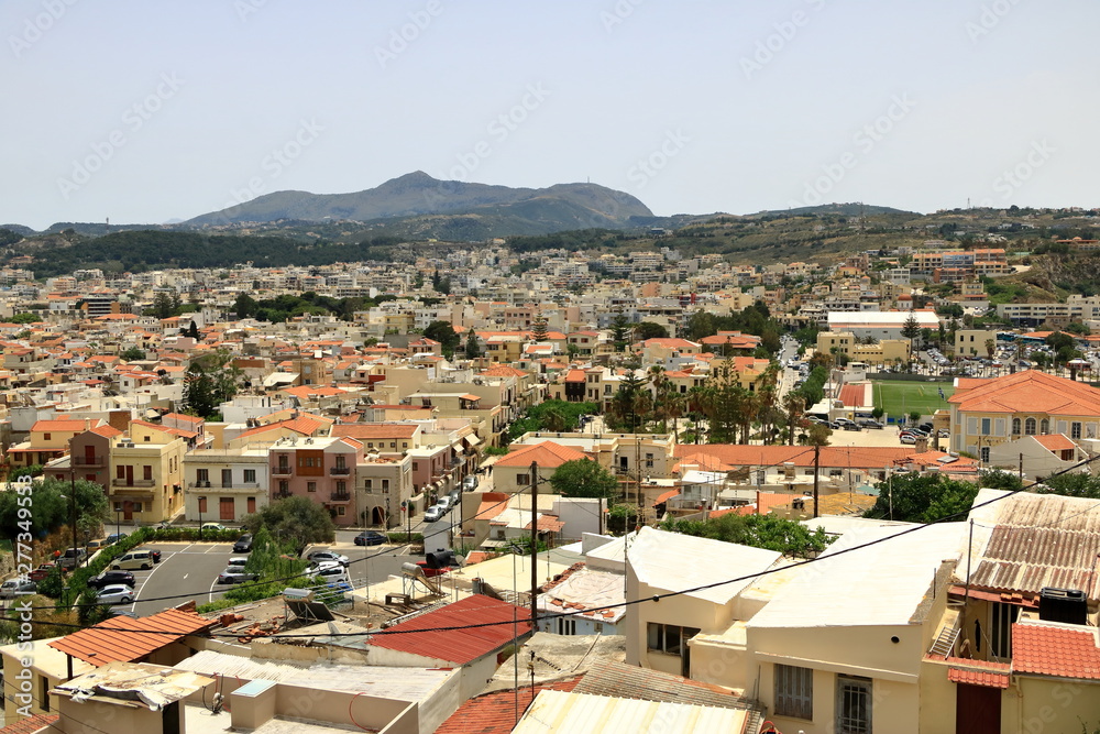 Rethymno, Crete island / Greece - May 28 2019: Charming old town Rethymno in Crete, Greece