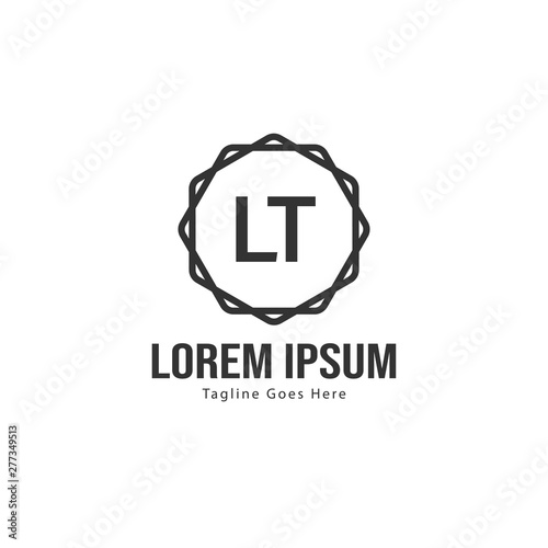 Initial LT logo template with modern frame. Minimalist LT letter logo vector illustration