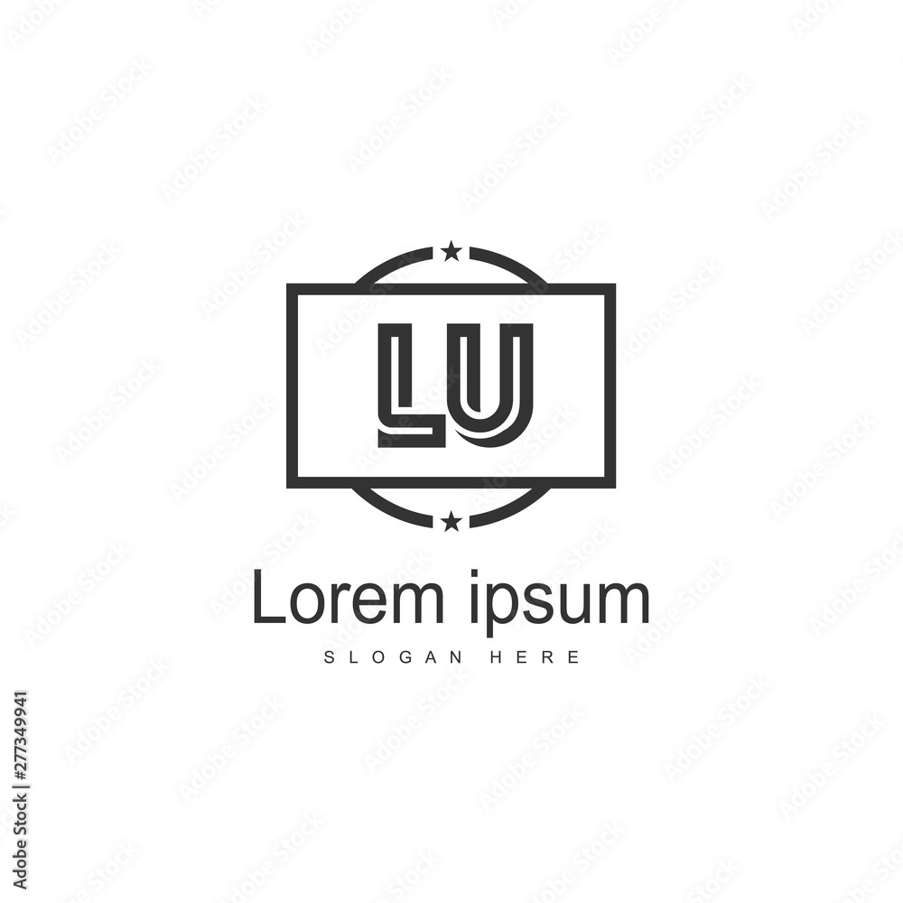 Initial LU logo template with modern frame. Minimalist LU letter logo vector illustration