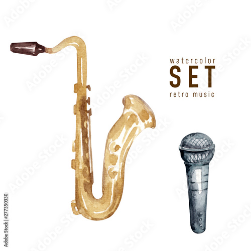 Watercolor background picture Retro music