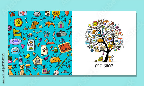 Pet shop, greeting card design