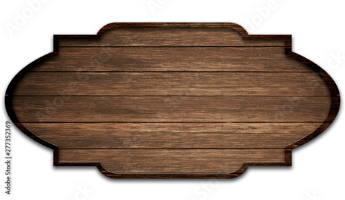 wooden dark plate, isolated on white background