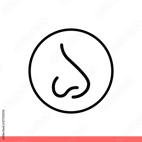 Fototapeta Naklejka Na Ścianę i Meble -  Nose vector icon, smell sign. Simple, flat design isolated on white background for web or mobile app
