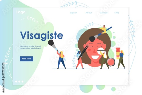 Visagiste vector website landing page design template