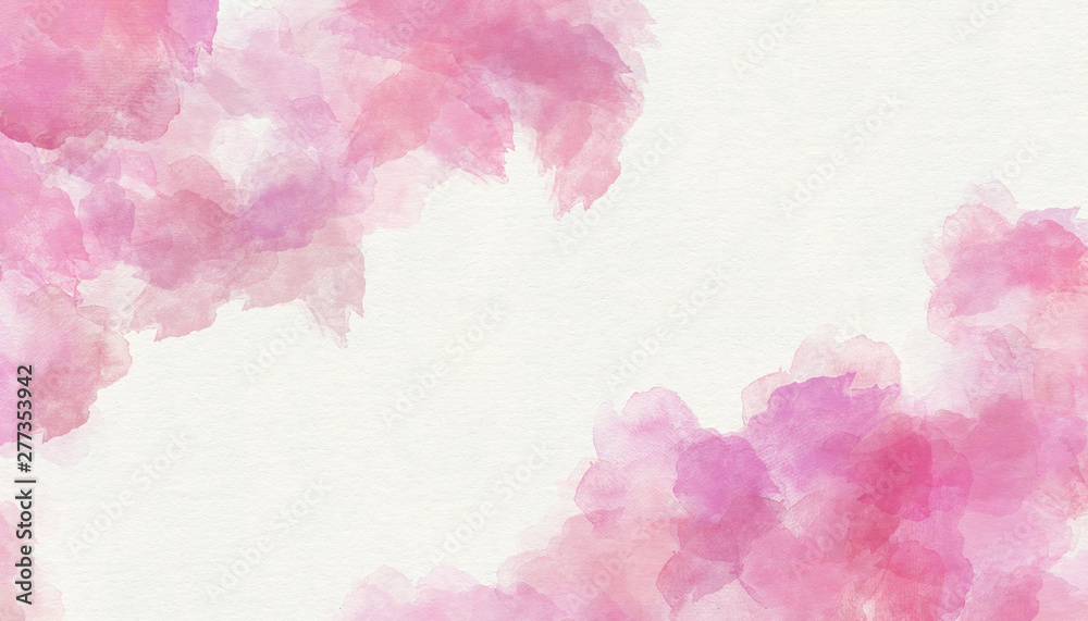 Pink watercolor painted paper texture background.