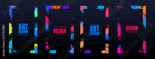 Vector frame for text. Modern Art graphics. Dynamic frame stylish geometric black background. Element for design business cards, invitations, gift cards, flyers and brochures