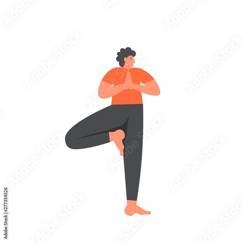 Tree yoga pose, vector flat style design illustration