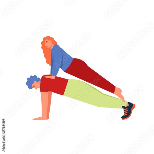 Plank yoga pose, vector flat style design illustration