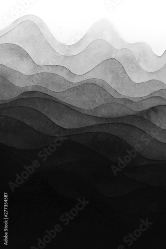 Graphic design element with flowing ink texture, hand drawn on isolated white background
