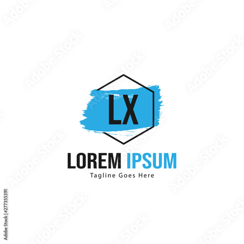 Initial LX logo template with modern frame. Minimalist LX letter logo vector illustration