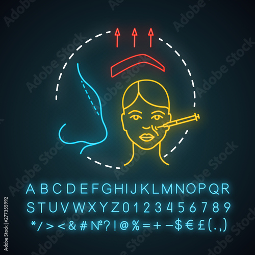 Cosmetic surgery neon light icon