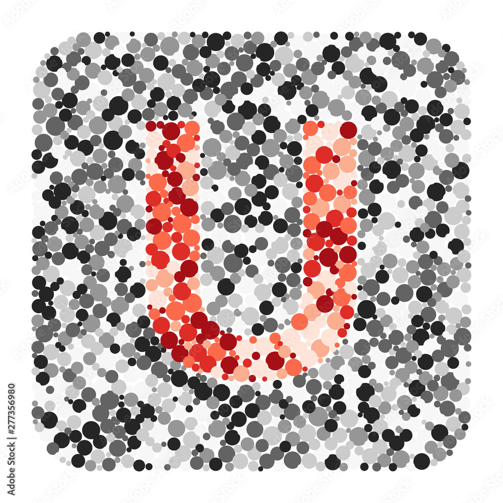 U letter color distributed circles dots illustration