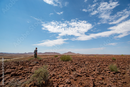 Namibia, landscape, rocks, desert, man in the front 