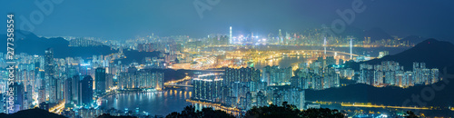 Panorama of Hong Kong city at night