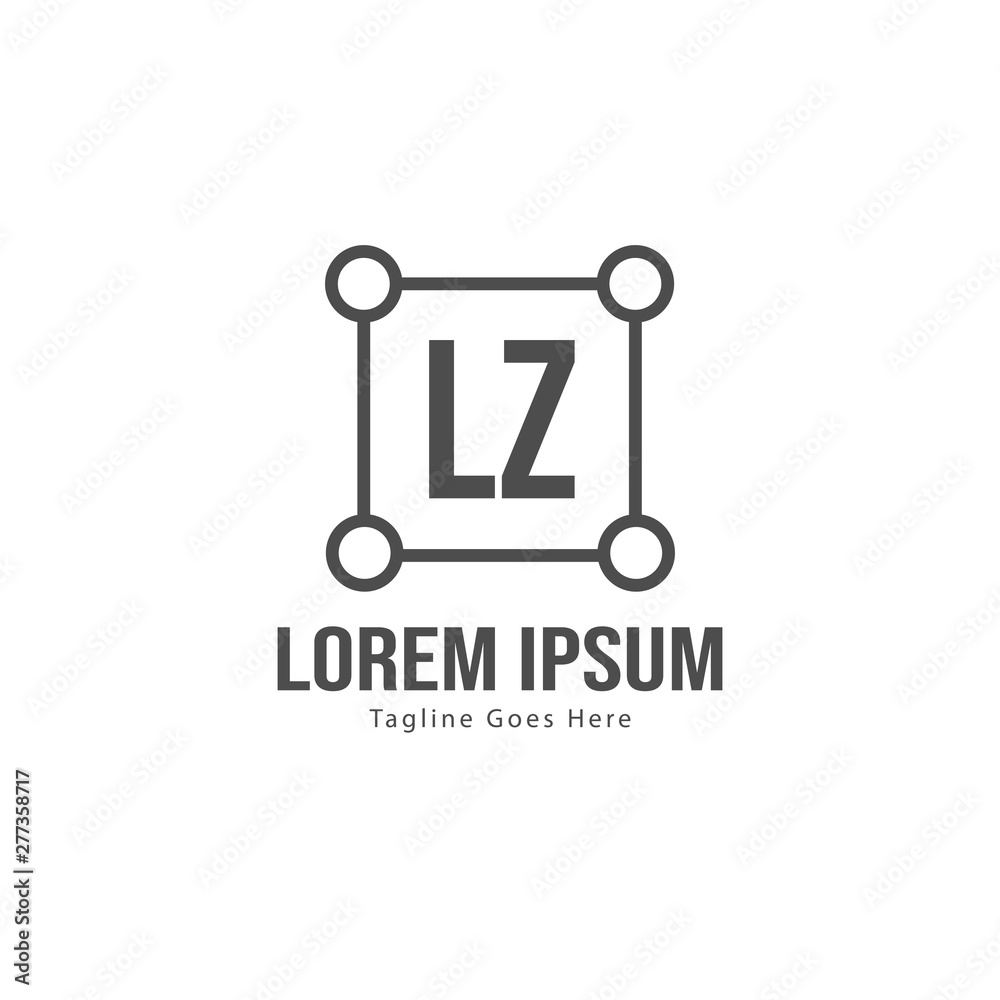 Initial LZ logo template with modern frame. Minimalist LZ letter logo vector illustration