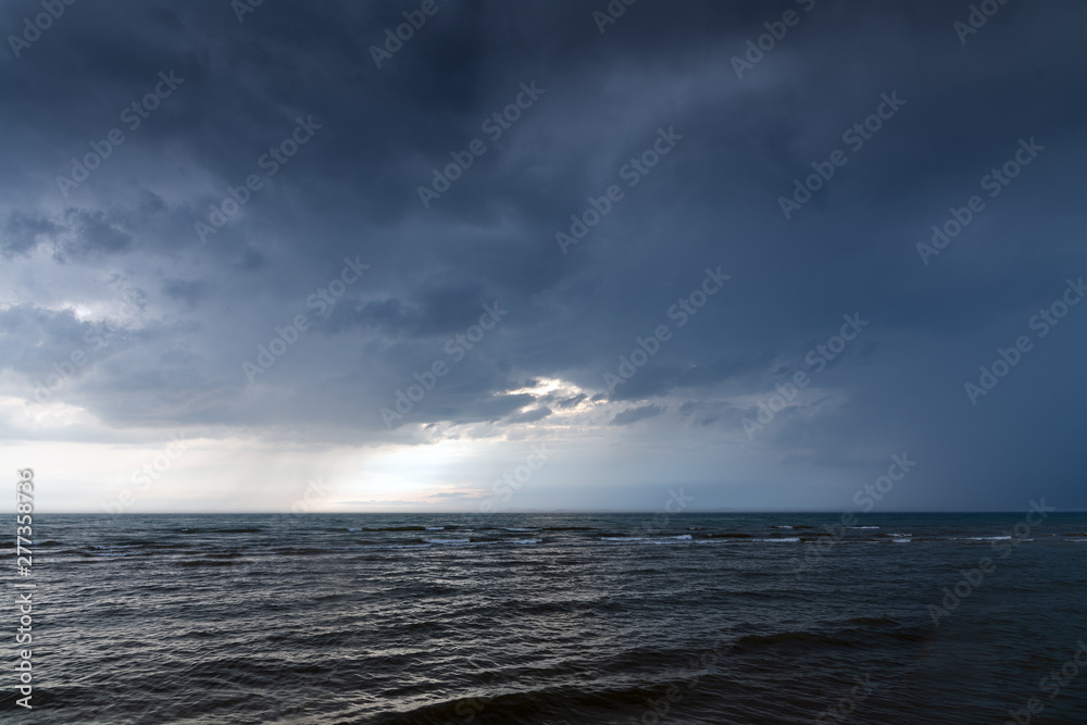 Rainy day by Baltic sea at Liepaja, Latvia.