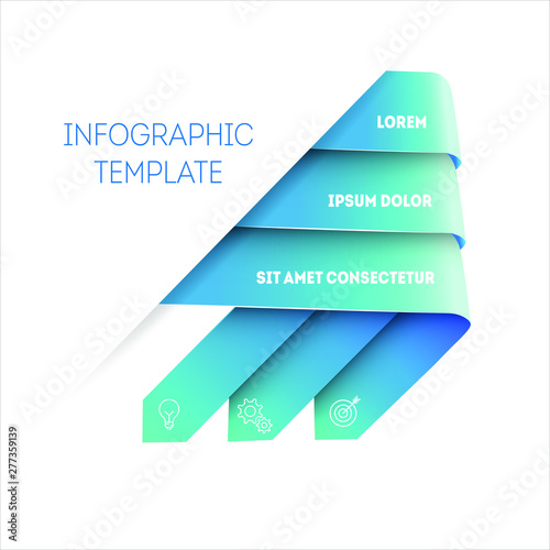Realistic ribbon labels. Vector infographic gradient template with shadows
