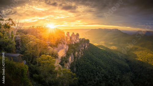 Three Sisters Blue Mountains Australia at sunrise photo