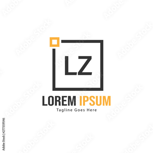 Initial LZ logo template with modern frame. Minimalist LZ letter logo vector illustration