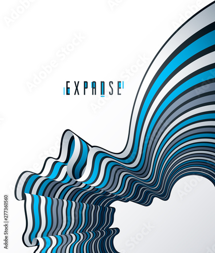 Abstract 3D trendy modern lines in perspective vector background, dimensional design cool element, funky style layout for ads posters banners and covers, perfect abstraction.