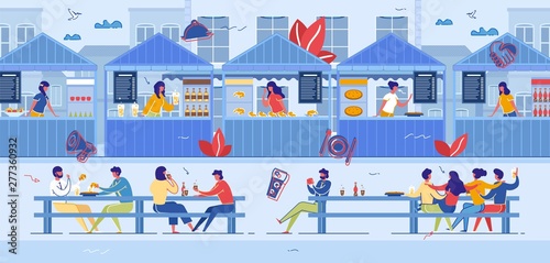 People Visiting Food Court for Buying Food, Fair
