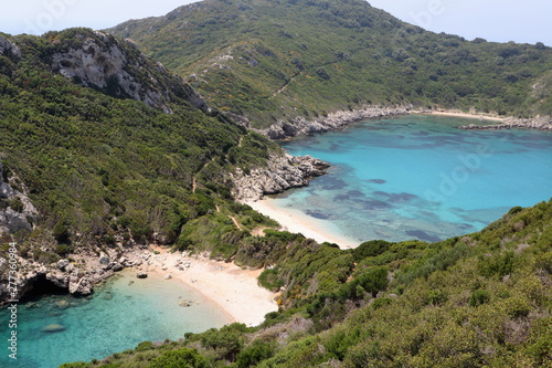Blue lagoon of Porto Timoni beach in Corfu greece