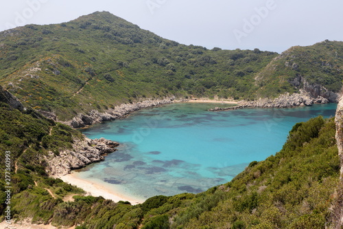 Fototapeta Naklejka Na Ścianę i Meble -  Blue lagoon of Porto Timoni beach in Corfu greece