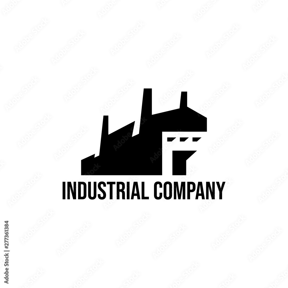 Industrial factory building flat logo design vector