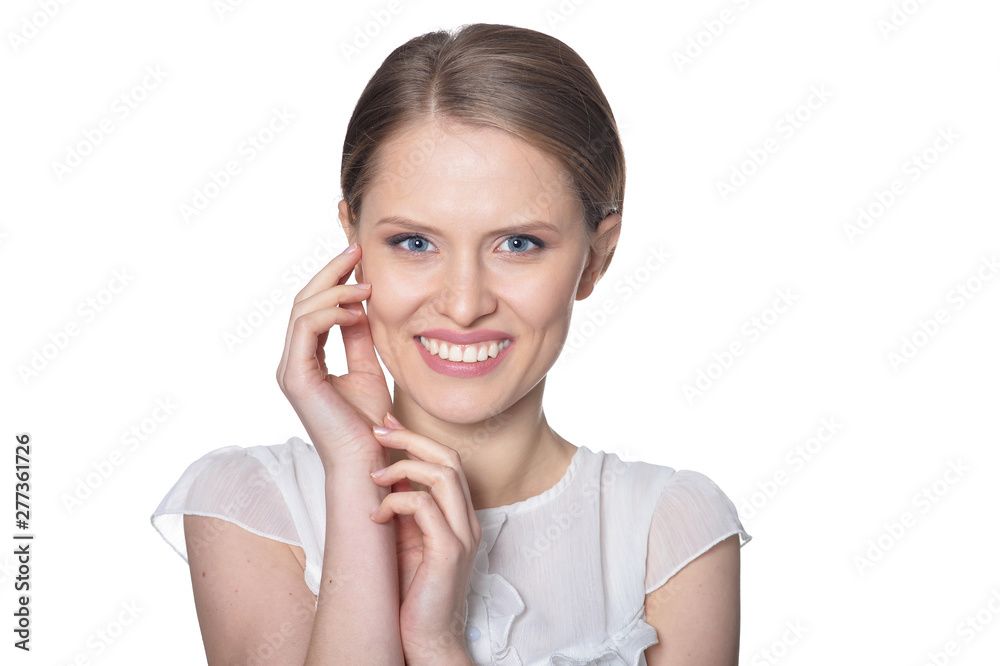 Portrait of beautiful young woman isolated on white background Portrait of beautiful young woman isolated on white background