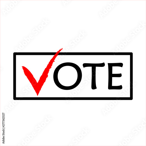 Vote simple vector outline icon with red mark from political concept for web and mobile use